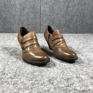 Born Booties Womens 6.5-7‎ 37 Brown Leather Zip Comfort Heel W61718